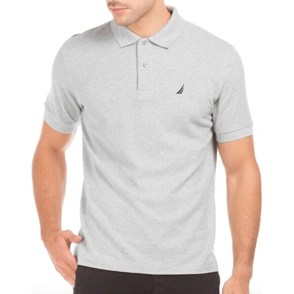 $55 Nautica Mens LG Slim Fit Solid Soft Interlock Knit Short Sleeve Polo Shirt - Picture 1 of 1